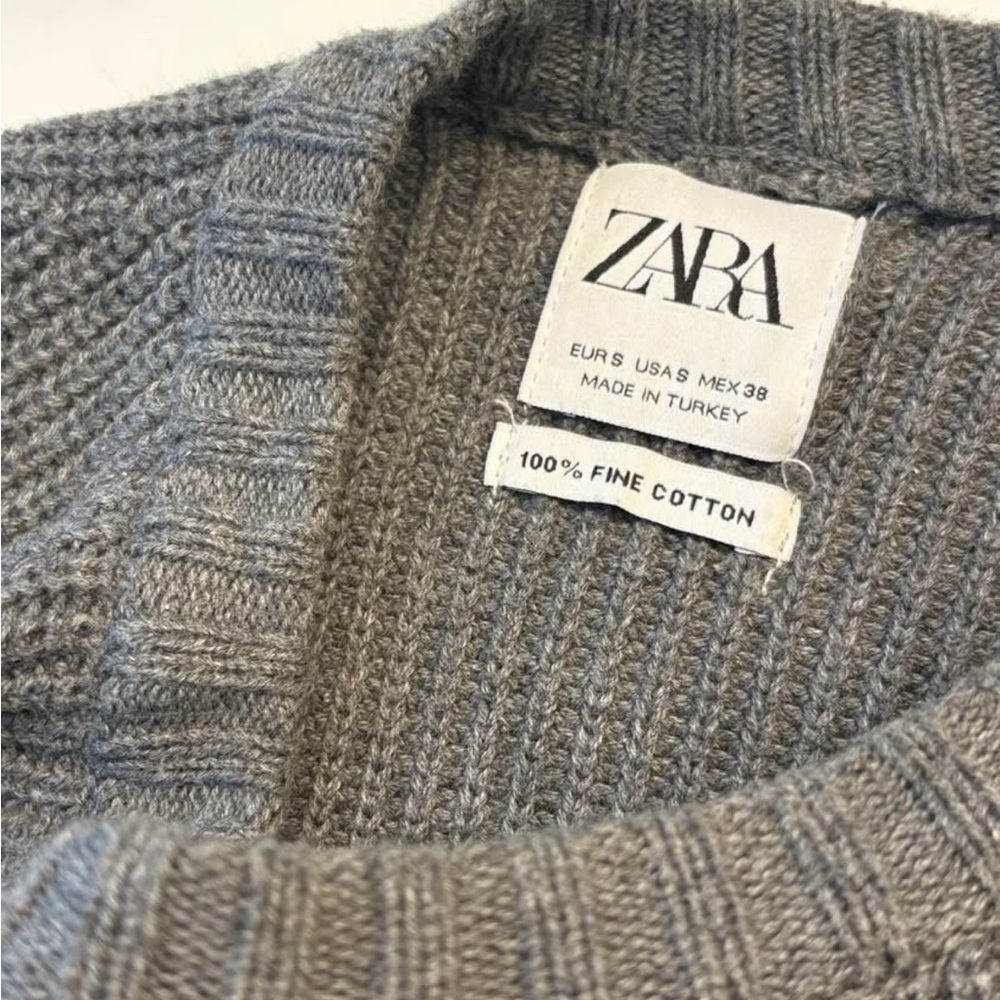 Zara Heather Gray Cotton Sweater - Picture 2 of 2
